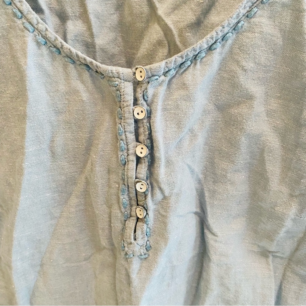 EDDIE BAUER Chambray 3/4 Length Sleeve Bohemian Top - Picture 3 of 6